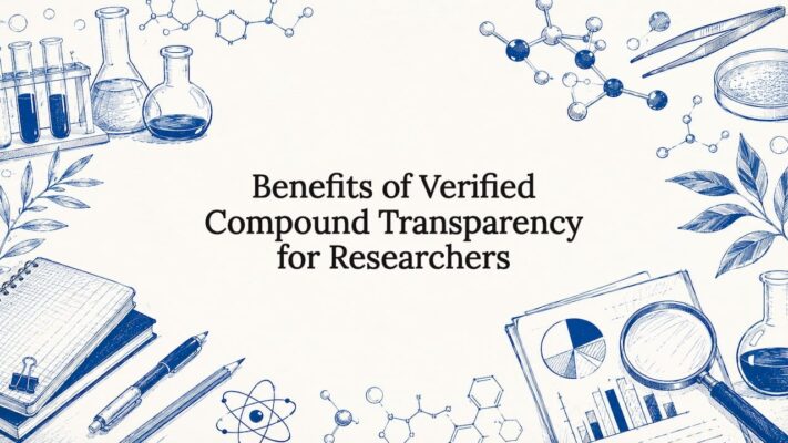 Title card illustration with lab tools and data elements
