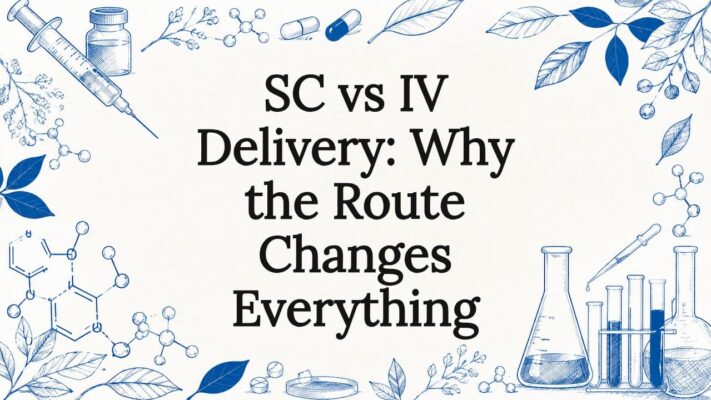 Decorative title card illustration with medical delivery theme