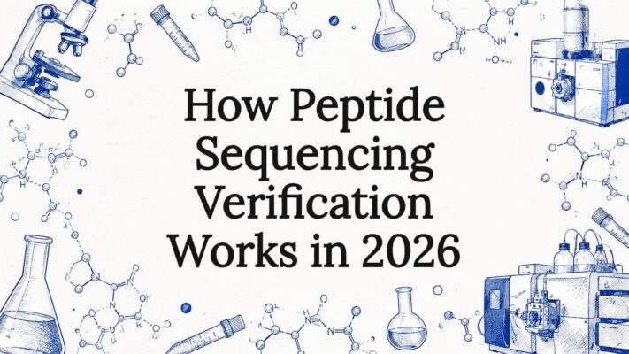 Decorative peptide sequencing title card illustration